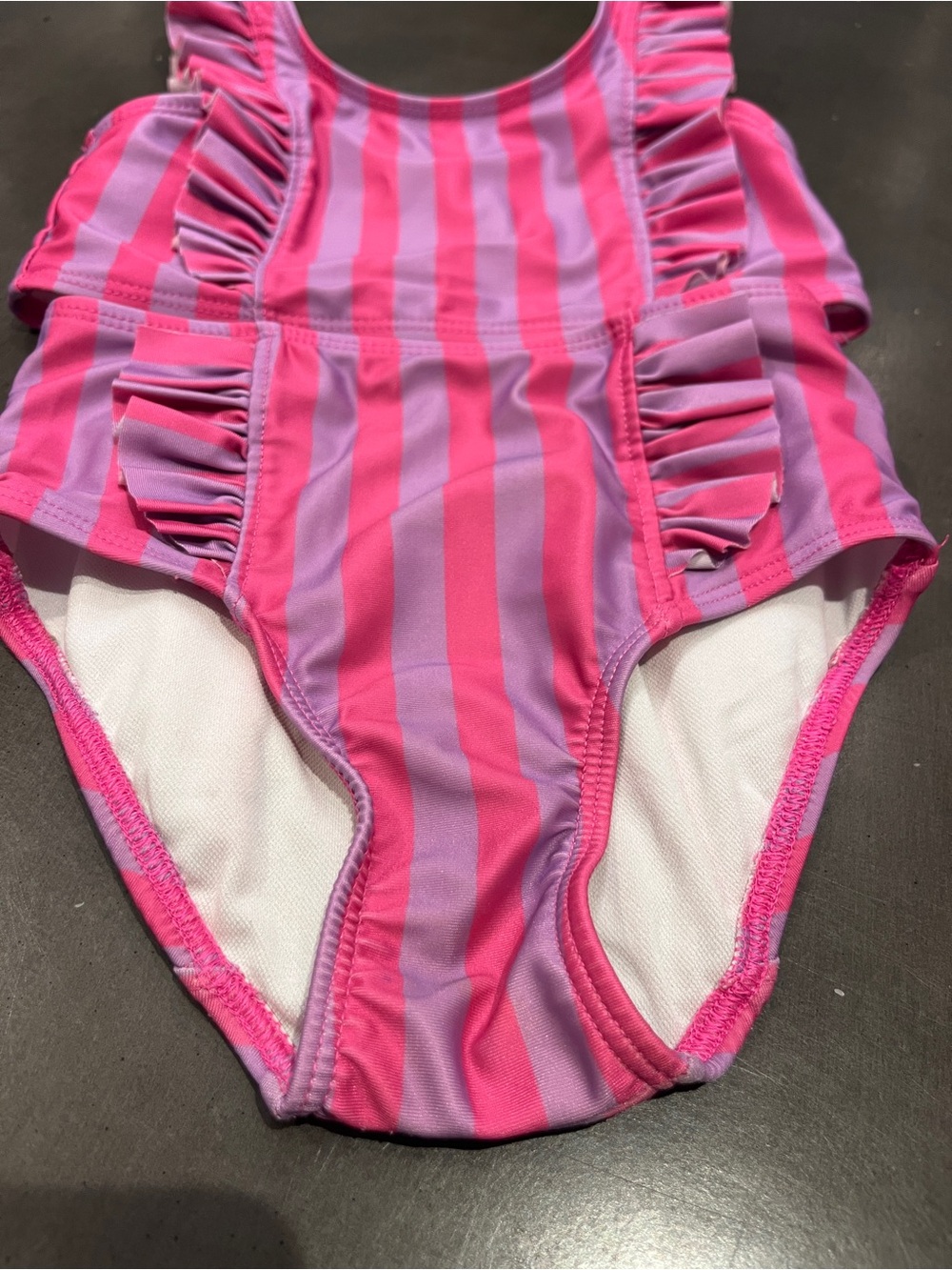 Cat & Jack Pink Striped Ruffle Two-Piece Swim Set - Picture 4 of 6